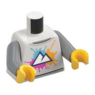 Torso, Black Mountains Outline, Dark Pink, Bright Light Orange, Dark Azure Splash print, Light Bluish Gray Arms, Yellow Hands White