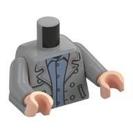 Torso, Coat, Buttons, Pockets, Sand Blue Shirt print, Light Bluish Gray Arms, Light Nougat Hands Light Bluish Gray