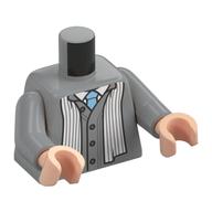 Torso, Buttoned Sweater, White Shirt, Bright Light Blue Tie, White Scarf print, Light Bluish Gray Arms, Light Nougat Hands Hellblaugrau
