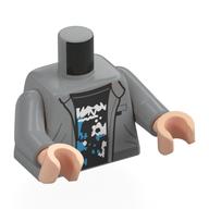 Torso Jacket, Black Undershirt with White and Blue Shapes Print, Light Bluish Gray Arms, Light Nougat Hands Hellblaugrau