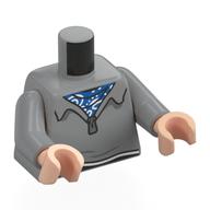 Torso, Sweater, Black/White Trim, Blue/White Scarf print, Light Bluish Gray Arms, Light Nougat Hands Hellblaugrau