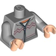 Torso Knitted Sweater, Zipper and Stitchery Print (Ginny Weasley), Light Bluish Gray Arms, Light Nougat Hands Light Bluish Gray