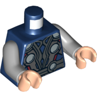 Torso Armor with Silver Circles Print (Thor), Light Bluish Gray Arms, Light Nougat Hands Dark Blue