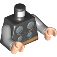Torso Armor with Silver Circles and Gold Belt Print (Thor), Light Bluish Gray Arms, Light Nougat Hands Black