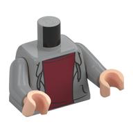 Torso Hoodie, Open over Dark Red Undeshirt Print, Light Bluish Gray Arms, Light Nougat Hands Hellblaugrau