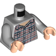 Torso Plaid Shirt with Pockets and Buttons Print, Light Bluish Gray Arms, Light Nougat Hands Light Bluish Gray