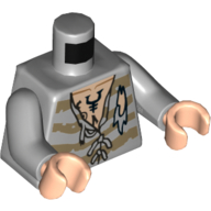 Torso, Torn Prison Shirt, Tattoos print, Light Bluish Gray Arms, Light Nougat Hands Hellblaugrau