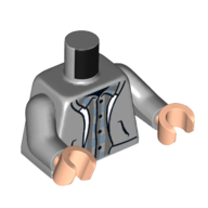 Torso Hoodie, Dark Bluish Grey Plaid Shirt print, Light Bluish Gray Arms, Light Nougat Hands Hellblaugrau