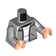 Torso Jacket, White Shirt, Dark Red Collar print, Light Bluish Gray Arms, Light Nougat Hands Hellblaugrau