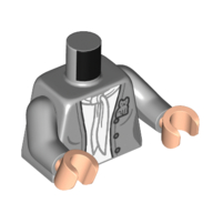 Torso, Jacket with Cat Stitch, White Vest, Scarf print, Light Bluish Gray Arms, Light Nougat Hands Light Bluish Gray