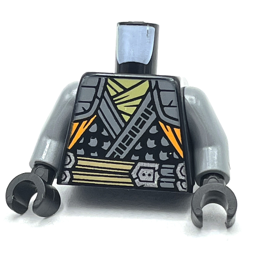 Torso Robe, Light Bluish Grey Trim, Tan Belt/Straps print, Light Bluish Gray Arms, Black Hands Black