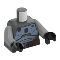 Torso, Sand Blue Mandalorian Armor, Reddish Brown Belt print, Light Bluish Gray Arms, Black Hands Dark Bluish Gray