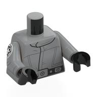 Torso, AT-ST Pilot Uniform, Black Belt, Silver Belt Buckle, Empire Symbol on Arm print, Light Bluish Gray Arms, Black Hands Light Bluish Gray
