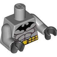 Torso Batman Logo with Muscles and Yellow Belt Print, Light Bluish Gray Arms, Black Hands Hellblaugrau