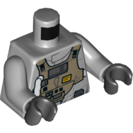 Torso Rebel B-wing Pilot Flight Suit with Dark Tan Front Panel with Breathing Apparatus Print, Light Bluish Gray Arms, Black Hands Light Bluish Gray