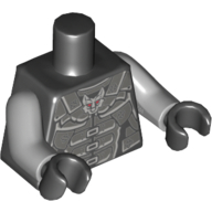 Torso Armor, Dark Bluish Gray with Wolf Head Emblem Print, Light Bluish Gray Arms, Black Hands Schwarz