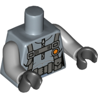 Torso Scuba Suit, Utility Belt with 2 Pouches, Orange Circle Button/Badge Print, Light Bluish Gray Arms, Black Hands Sandblau
