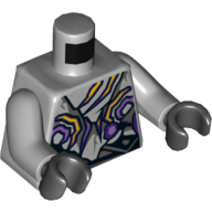 Torso Tattered with Yellow and Dark Purple Cracks Print, Light Bluish Gray Arms, Black Hands Light Bluish Gray