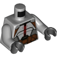 Torso Clone Trooper Armor, Dark Bluish Gray Panels, Reddish Brown Utility Belt print (Tech), Light Bluish Grey Arms, Black Hands Hellblaugrau