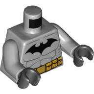 Torso Muscles, Gold Utility Belt, Black Batman Logo Print, Light Bluish Gray Arms, Black Hands Light Bluish Gray