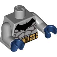 Torso Batman Logo with Muscles and Yellow Belt with Snaps Print, Light Bluish Gray Arms, Dark Blue Hands Hellblaugrau