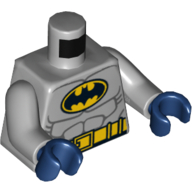 Torso Batman Logo in Yellow Oval with Muscles and Yellow Belt Front and Back Print, Light Bluish Gray Arms, Dark Blue Hands Light Bluish Gray