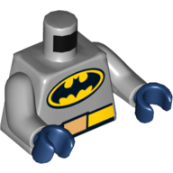 Torso Bodysuit, Yellow and Black Oval Batman Logo and Yellow Belt with Buckle print, Light Bluish Gray Arms, Dark Blue Hands Light Bluish Gray