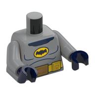 Torso Bodysuit, Batman Logo in Yellow Oval with Yellow Utility Belt and Gold Buckle Print (60's Batman), Light Bluish Gray Arms, Dark Blue Hands Hellblaugrau