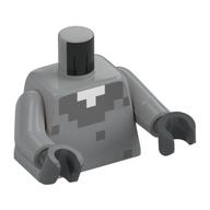 Torso Fur, Dark Bluish Gray and White Squares Print, Light Bluish Gray Arms, Dark Bluish Gray Hands Hellblaugrau