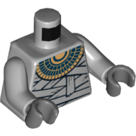 Torso Bandage Wrapping and Gold Necklace Print (Mummy Warrior), Light Bluish Gray Arms, Dark Bluish Gray Hands Light Bluish Gray