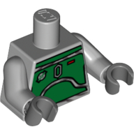 Torso Armor Plates Green Print (Boba Fett), Light Bluish Gray Arms, Dark Bluish Gray Hands Light Bluish Gray