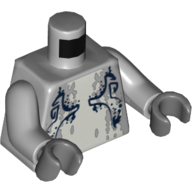 Torso Shark Chest with Yellow Green and Dark Blue Markings Print, Light Bluish Gray Arms, Dark Bluish Gray Hands Light Bluish Gray