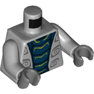 Torso Bare Chest, Dark Blue Snake Stomach Print, Light Bluish Gray Arms, Dark Bluish Gray Hands Hellblaugrau