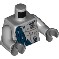 Torso Bare Chest with Marine Growth, Sash and Lobster on Back Print, Light Bluish Gray Arms, Dark Bluish Gray Hands Hellblaugrau