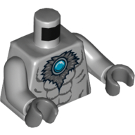 Torso Bare Chest with Muscles and Chi Orb Print, Light Bluish Gray Arms, Dark Bluish Gray Hands Hellblaugrau