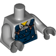 Torso Shirt with Dark Blue Overalls, Burn Holes and Copper Buckles Print, Light Bluish Gray Arms, Dark Bluish Gray Hands Hellblaugrau