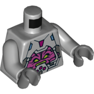 Torso Robot with Armor, Kraang and Control Harness Print, Light Bluish Gray Arms, Dark Bluish Gray Hands Light Bluish Gray