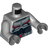 Torso Armor with Black and Red Lines on Chest and Silver Belt with Red Buckle Print, Light Bluish Gray Arms, Dark Bluish Gray Hands Light Bluish Gray