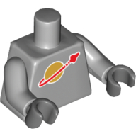 Torso Classic Space Logo Print, Light Bluish Gray Arms, Dark Bluish Gray Hands Light Bluish Gray
