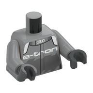 Torso, Racing Suit, White Collar, Audi Logo, White 'E-TRON' print, Light Bluish Gray Arms, Dark Bluish Gray Hands Hellblaugrau