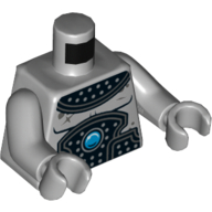 Torso Armor, Black with Silver Circles and Blue Round Jewel Print, Light Bluish Gray Arms and Hands Hellblaugrau