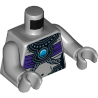 Torso Armor, Black with Dark Purple Tube-top and Blue Round Jewel (Chi) Print, Light Bluish Gray Arms and Hands Light Bluish Gray