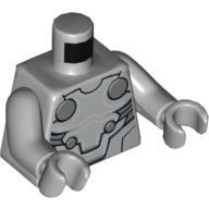 Torso Armor Silver Plate with Dark Bluish Gray Circles Print (Super-Adaptoid), Light Bluish Gray Arms and Hands Hellblaugrau