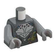 Torso Armor, Light Bluish Gray and Olive Green Panels Print, Light Bluish Gray Arms and Hands Dunkelblaugrau