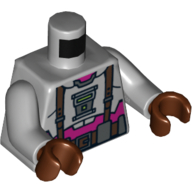 Torso Armor with Suspenders and Utility Belt over Purple Shirt Print, Light Bluish Gray Arms, Reddish Brown Hands Hellblaugrau