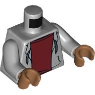Torso Hoodie over Dark Red Undershirt, Laces, Pockets Print, Light Bluish Gray Arms, Medium Nougat Hands Hellblaugrau