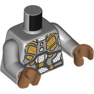Torso, Gold Armor, White Circuitry print, Light Bluish Gray Arms, Medium Nougat Hands Hellblaugrau