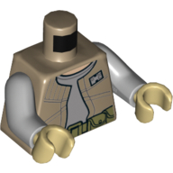 Torso Vest with Badge over Light Bluish Gray Shirt, Belt with Pouches Print (Rebel Trooper), Light Bluish Gray Arms, Tan Hands Dark Tan