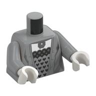 Torso, Dress, Dark Bluish Grey Trim, Corset with Black Harts, White Chest print, Light Bluish Gray Arms, White Hands Hellblaugrau