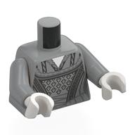 Torso, Dress, Silver/Black Decorations print, Light Bluish Gray Arms, White Hands Light Bluish Gray